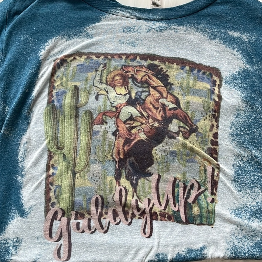 Bella Canvas Blue T-Shirt with Western Design.